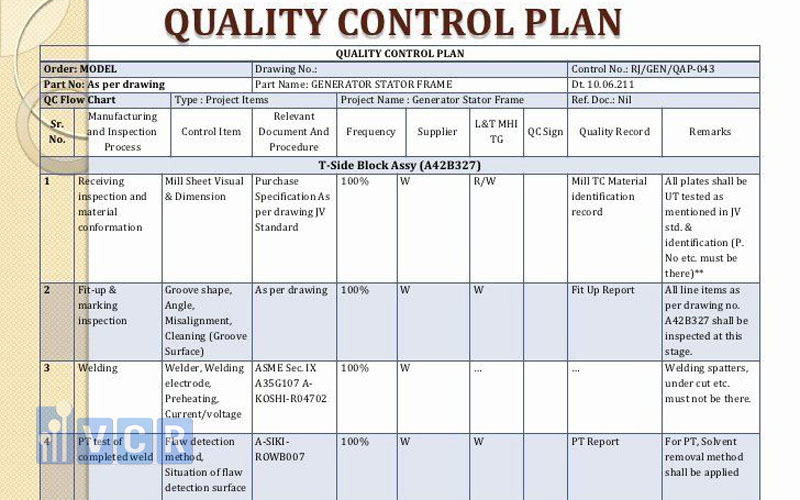 Một trong những loại biểu mẫu kế hoạch kiểm soát chất lượng trong sản xuất được sử dụng phổ biến hiện nay.