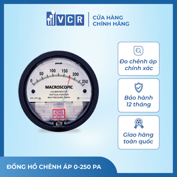 Đồng hồ chênh áp 0-250Pa