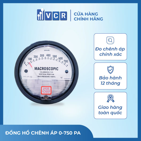 Đồng hồ chênh áp 0-750Pa