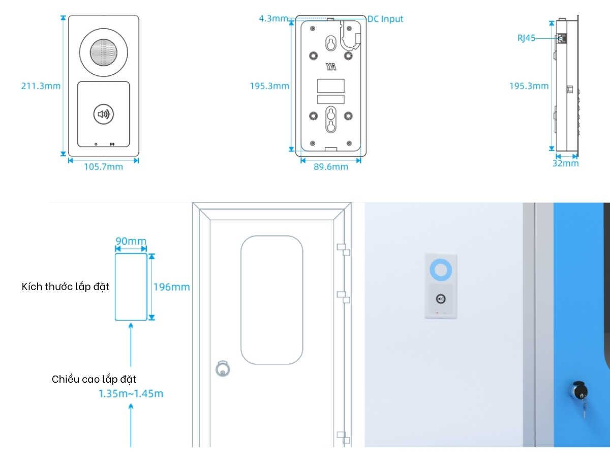 Hệ thống liên lạc nội bộ Intercom một nút cho Phòng sạch YA-IPL005