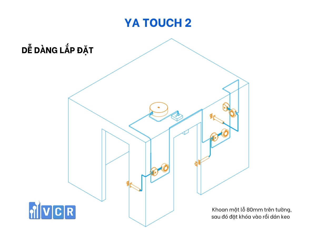 Sơ đồ lắp đặt khóa liên động YA Touch 2