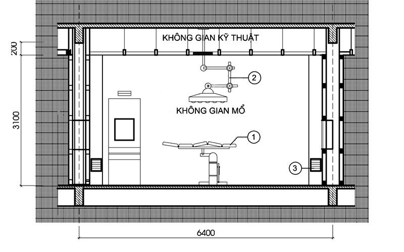thiết kế phòng mổ mặt cắt