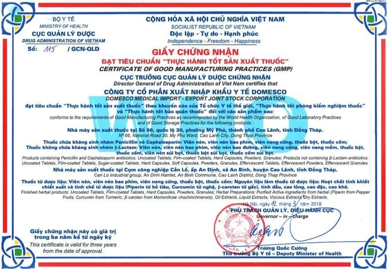 giấy chứng nhận gmp