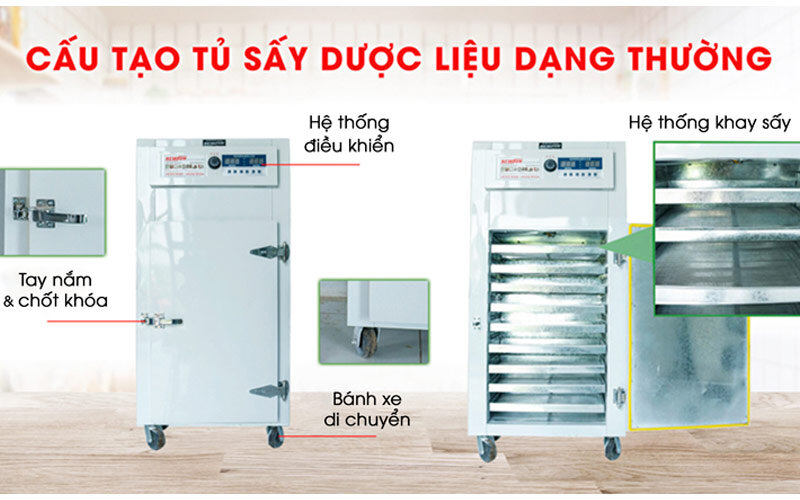 cấu tạo tủ sấy dạng khay vuông
